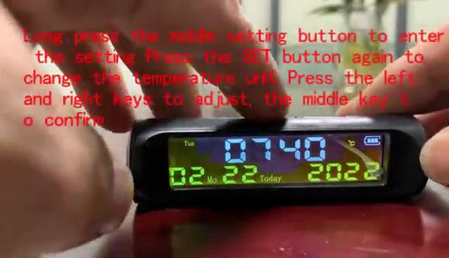 Solar Car Clock with LCD Time Date In-Car Temperature Display Digital Clock for Car Decoration