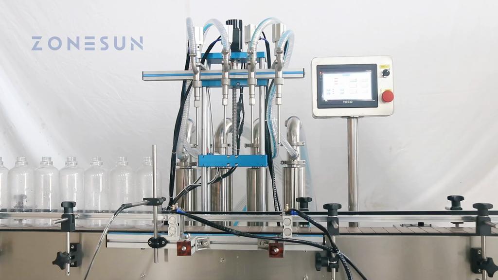 ZONESUN ZS-SV4HS Liquid Filling Machine Automatic High Accuracy 4 Heads Servo Piston Pump Filler Beverage Cosmetic Milk Water