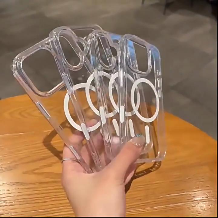 HD Clear Acrylic Magnetic Case For iPhone 16 Pro Max Plus For Magsafe Wireless Charging Cover With Camera Control Button Protect