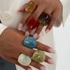 Korean Colorful Acrylic Rings Vintage Round Rings for Women Big Kpop Finger Ring Punk Resin Knuckle Joint Ring Aesthetic Jewelry