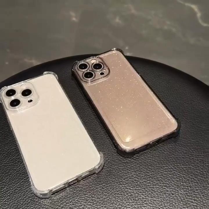 Luxury Glitter Bling Transparent Silicone Case for iPhone 16 15 14 13 12 11 Pro Max Plus X XR XSMax 16E Plating Airbag Shockproof TPU Cover