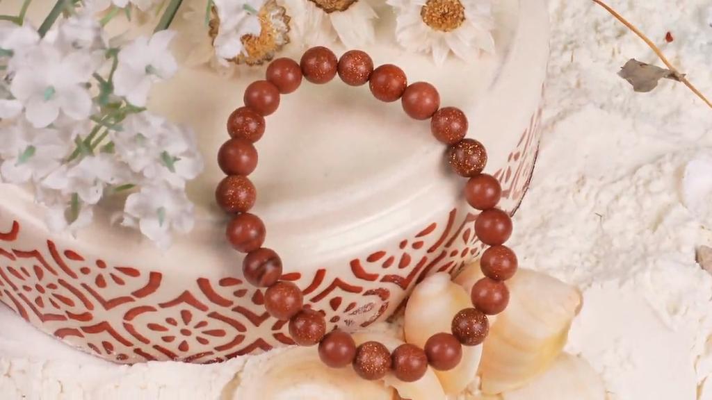 Roter Goldstein Energiearmband, Funkelnder Kristall für Motivation & Stärke, Heilperlenarmband für Männer & Frauen, Handgemachtes Geschenk für Ihn/ Sie