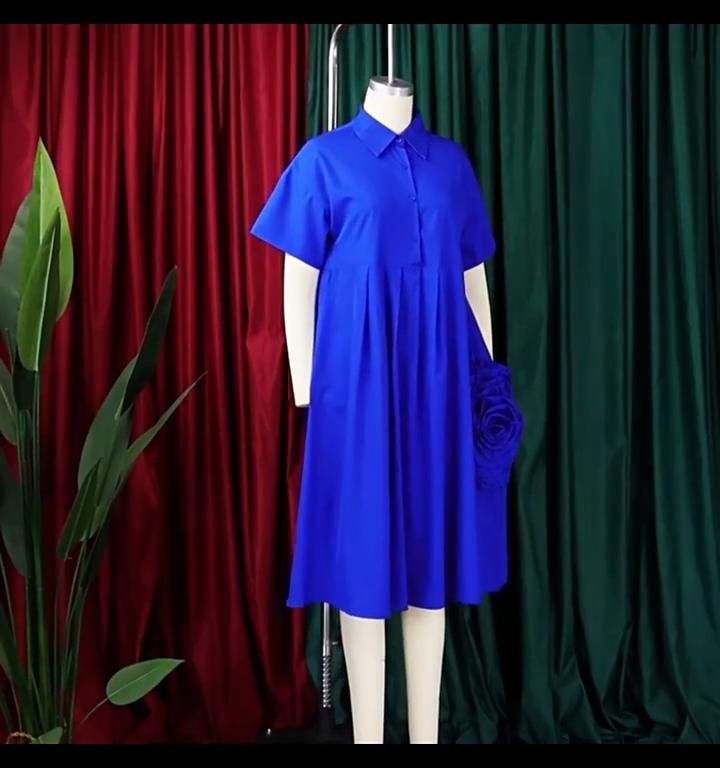 Abiti Camicia Eleganti da Donna con Collo a Revers Monopetto Vestito Dritto Estate 2026 Vestito Lento Taglie Forti