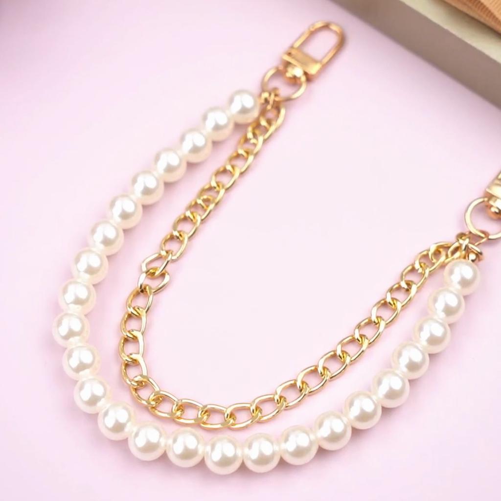 Purse Double Chains Strap for Women,Purse Straps Extender, Short Handle Replacement Charms Accessories for Wallets Handbags Bags