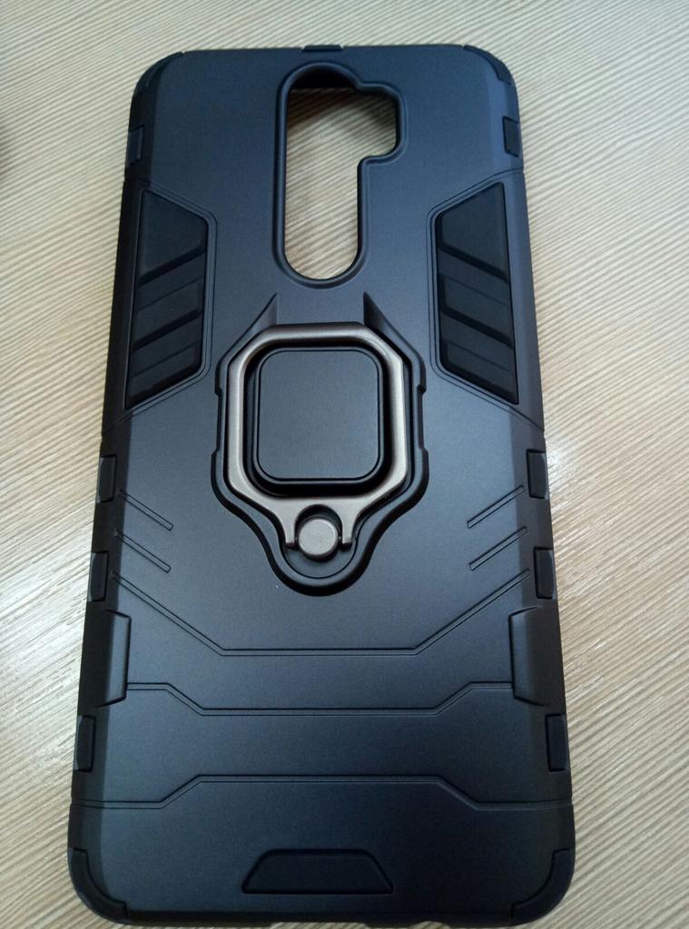 Custodia Armor Con Anello E Cavalletto Per Xiaomi Redmi Note 8 - Compatibile Con Supporto Magnetico Auto - Nero