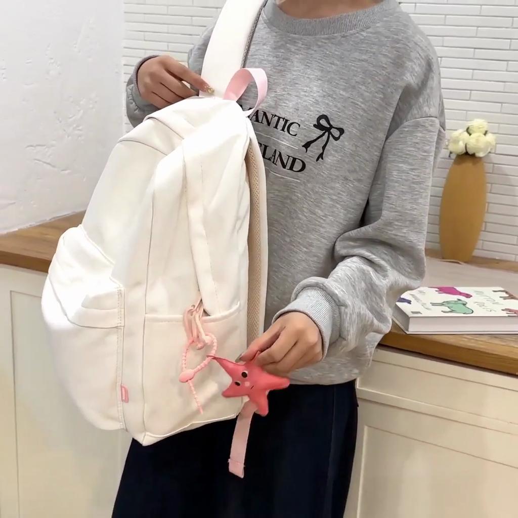 Women's Solid Color Backpack College Style Student Schoolbag