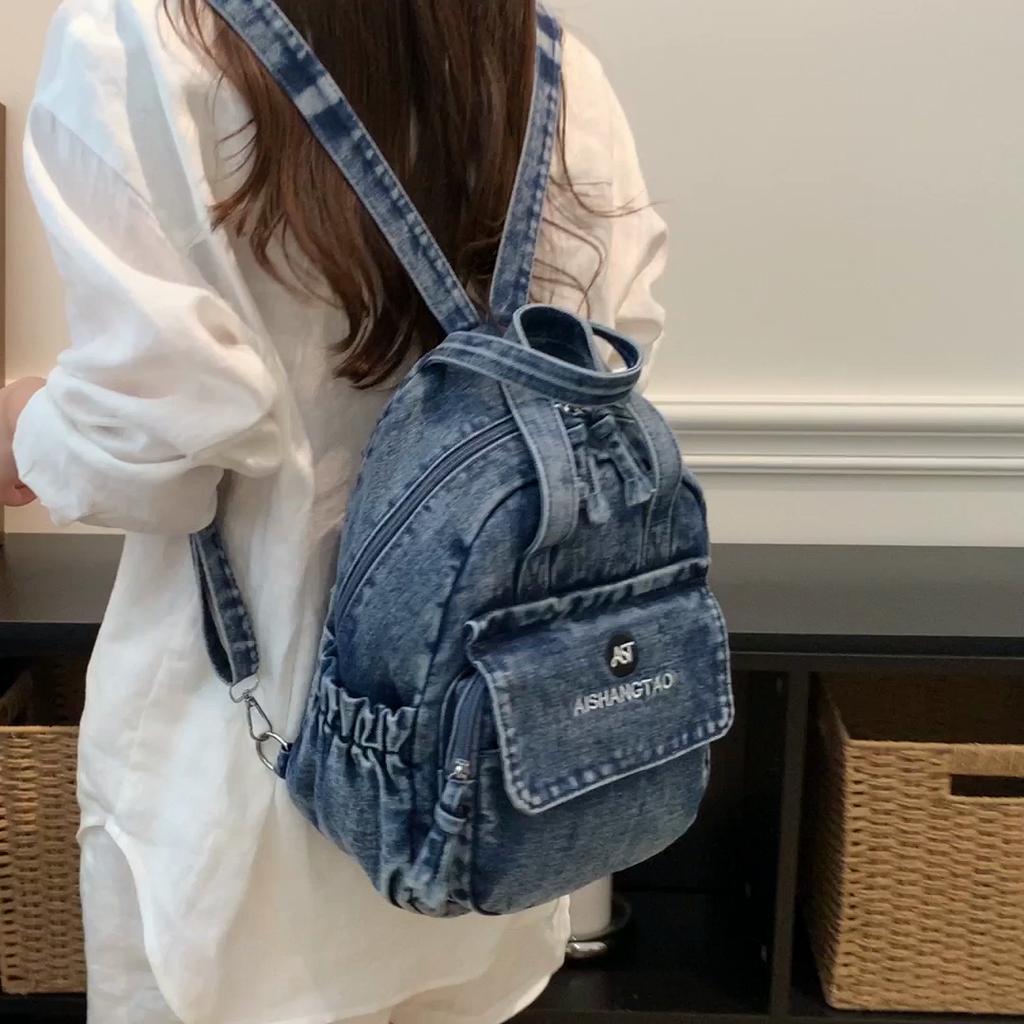 Zaino in Denim Multifunzionale da Donna