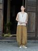 Johnature Women Vintage Tops Summer Chinese Style Solid Color Sleeveless O-Neck Embroidery Tops