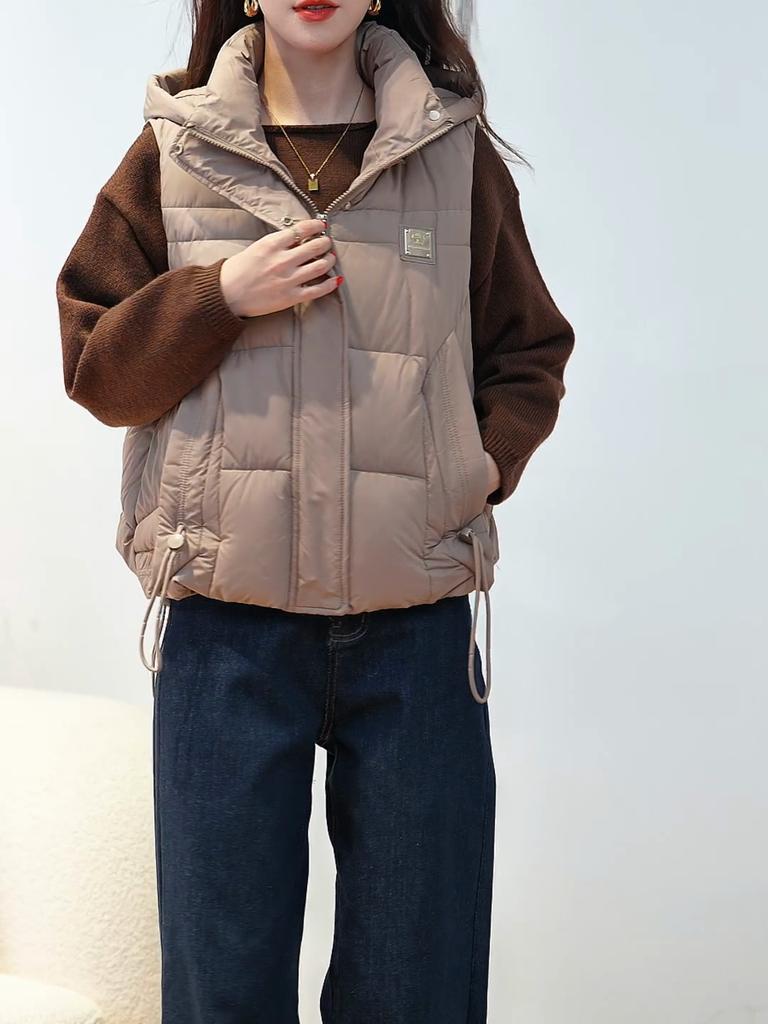 Fashion Winter Women's Vest Hooded Thick Warm Casual Sleeveless Jackets Woman Short Coat