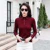 Women's Trendy T-shirt Lapel Cotton Comfortable Inner Wear Fashionable Women's Long-sleeved T-shirt Bottoming Shirt Slim Fit Top