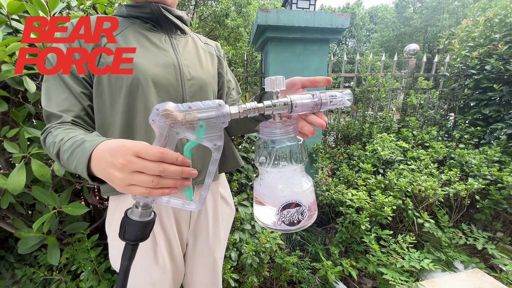 BEAR FORCE Transparent Pressure Washer Gun Kit for Car Cleaning with 1/4” Quick Plug Foam Cannon 1L & 5 Tips & Hose Connector