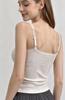 Women's Ribbed Lace Camisole with with Built-in Bra Pads and Buttons,Slim Fit Tank for Women