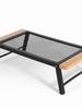 Portable Folding Camping Table with Solid Wood Top and Iron Mesh Surface Heat Resistant Outdoor Picnic Desk Lightweight for Backyard Beach