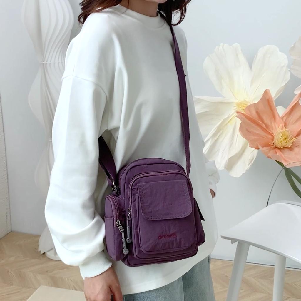 Small Square Bag Women's Shoulder Bag Water-Repellent Nylon Crossbody Bag