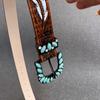 Women's Belt Retro Medieval Turquoise Buckle Belt Ladies Cowgirl Popular Belt