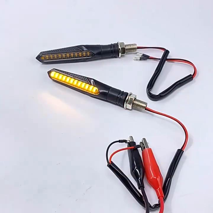 Super Bright 4PCS Motorcycle Indicators Flowing LED Turn Signal Lights 12V for Motorbike Scooter Quad Cruiser Off Road, Amber Yellow