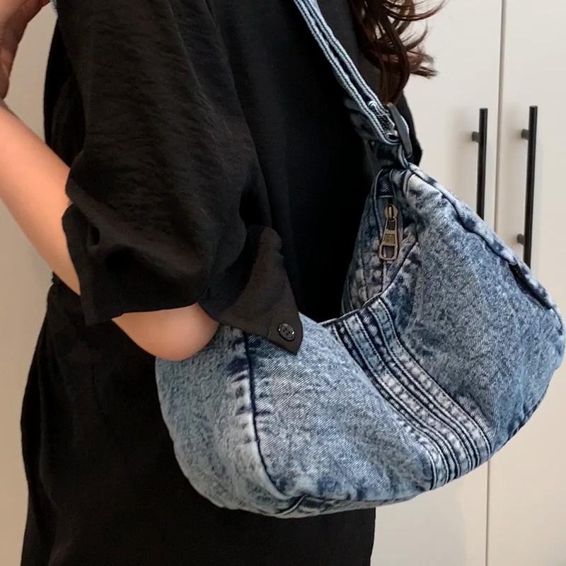 Denim Bag Women's Crossbody Bag Large Capacity Commuter Shoulder Bag