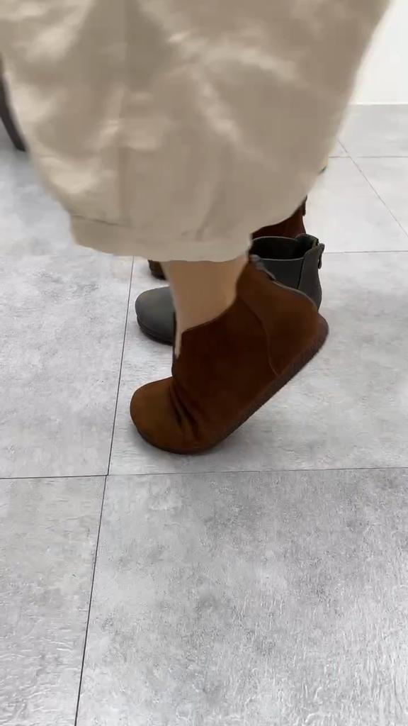 Johnature Retro ručně vyráběná pravá kůže ploché krátké boty s kulatou špičkou měkká podrážka pro volný čas Univerzální dámská obuv