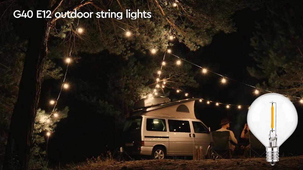 G50 Outdoor String Light Dimmable Vintage Amber Glass Led Bulb Garden Fairy Patio Wedding Ramadan Party LED Lights Decoration