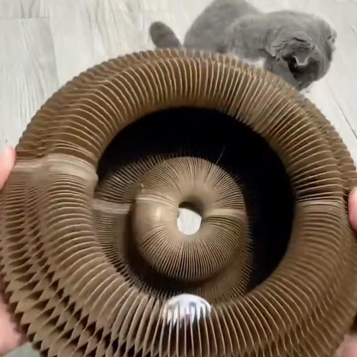 Magical Accordion Cat Scratching Board, Durable Indoor Interactive Pet Toy - Round Ball Track Magical Accordion Cat Scratching Board - Cat Toy