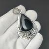 Natürlicher Schwarzer Onyx Edelstein Silber Anhänger aus 925 Sterling Silber - Handgemachtes Design, Alltagsschmuck, Einzigartiger schwarzer Rückenmarksanhänger Geschenk für Mama