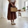Johnature Dámské Vintage sukně A-Line Jednobarevné Pružný pas Patchwork Kapsy Jarní Ležérní Dámské sukně