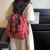Color Contrast Backpack Women's Large Capacity Commuter Handbag Multi-Functional Plaid Tote Bag