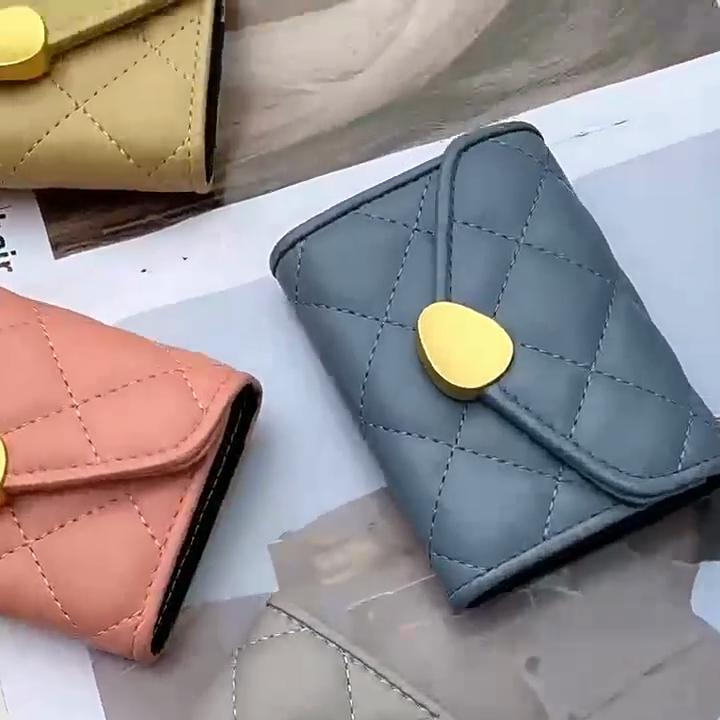 New Genuine Leather Card Holder Fashion Diamond Quilted Lambskin Women Card Bags Brand Design Cover Hasp Coin Purses For Ladies