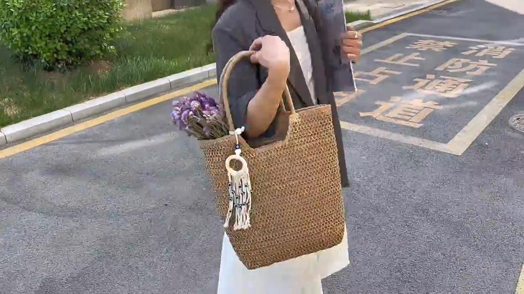 Yogodlns Elegant Ladies Straw Woven Handbag Women Holiday Beach Commute Casual Tote Top-Handle Bags Fashion Retro Shoulder Bags