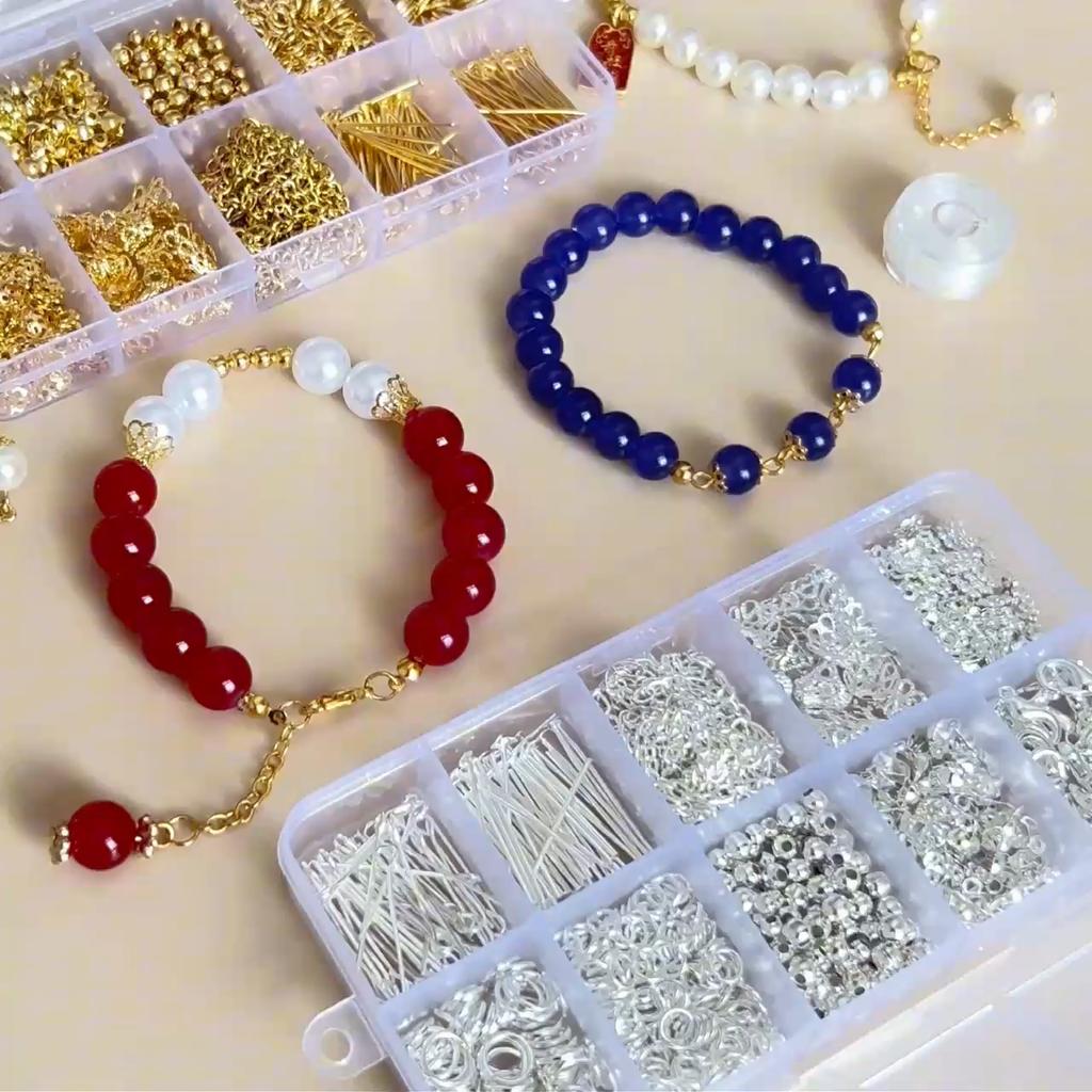 820Pcs Metal Jump Ring Clasps Lobster Chain Spacer Beads Pin Accessories For DIY Jewelry Making