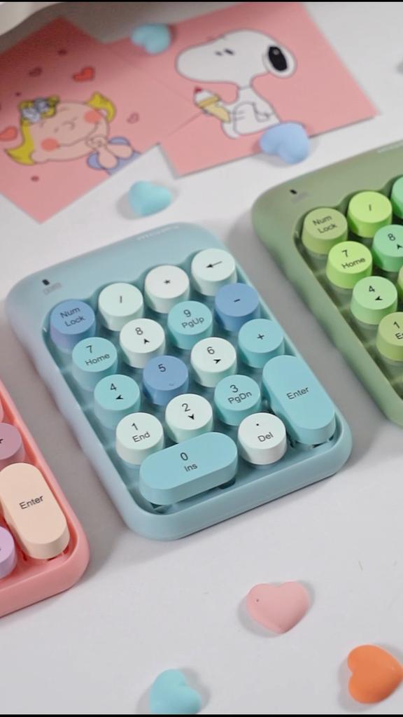Mofii Trådløst numerisk tastatur, Fargerikt retro mini bærbart numerisk tastatur, 2.4G trådløst eksternt tastatur for datamaskin, bærbar PC