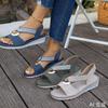 Women's Plus Size Espadrille Wedge Sandals, Metal Buckle Peep Toe Sandals