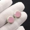 Rose Chalcedony Gemstone 925 Stamped Silver Jewelry Handmade Stud Earrings 0.53" EE-147-15