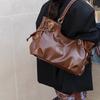Large Capacity PU Tote Bag Women Fashion Shoulder Bag With Drawstring Detail Soft Texture Handbag Everyday Use