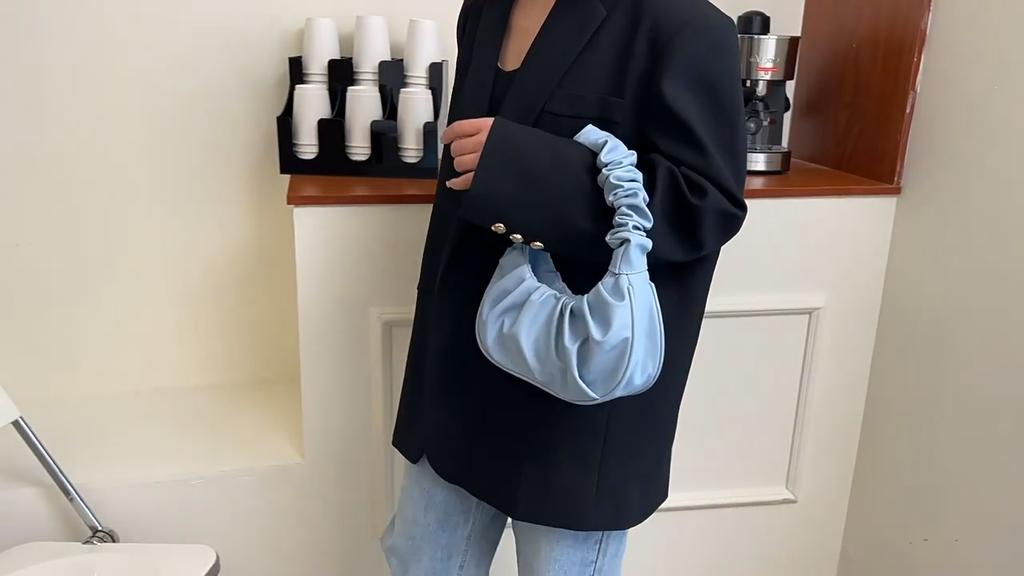 Korean Version Women's Bag Solid Color Cloud Pleated Bag Simple Women's Armpit Bag Sweet Shoulder Bag