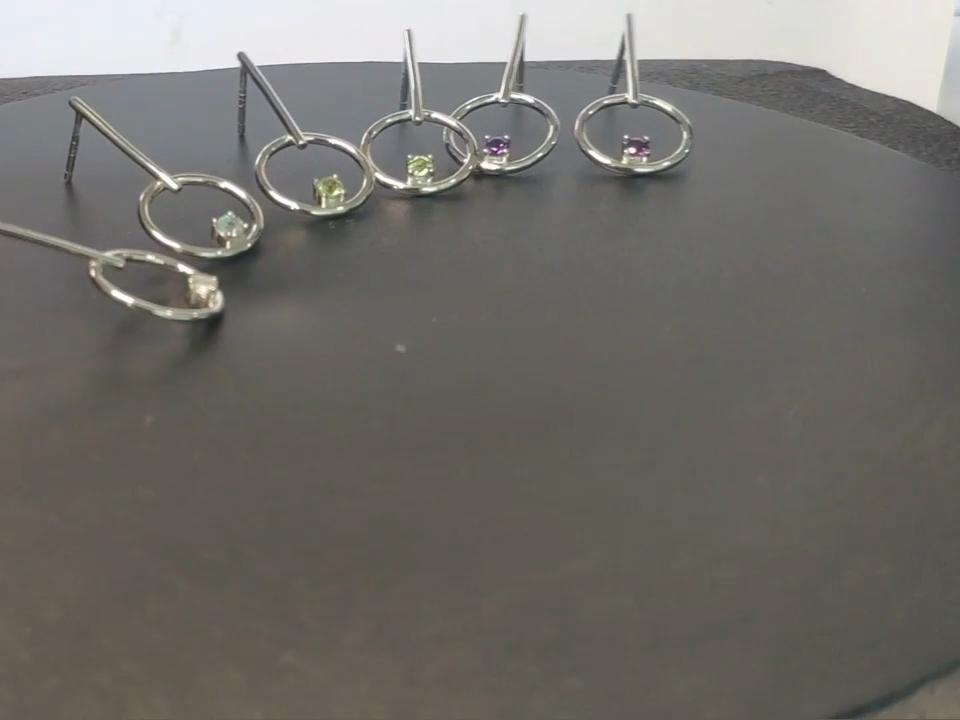 Personality Temperament Amethyst 925 Silver Fashion Zircon Round Earrings for Women Metallic Earring