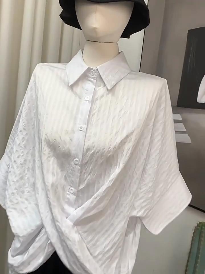 XITAO Loose Half Sleeved Turn Down Collar Shirt HQQ1046