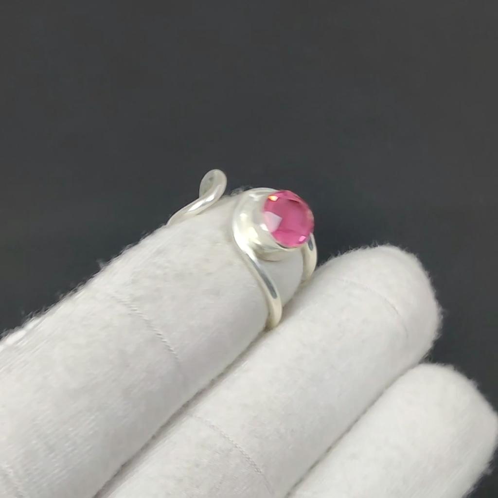 Inel reglabil din argint 925 cu kunzit roz - Potrivit pentru mărimi americane de la 6 la 10 - Bijuterii boho lucrate manual pentru femei și bărbați, cadouri de Ziua Îndrăgostiților