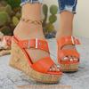 Summer Womens Open Toe Thick Sole Platform Slip On Sandals With Rubber Outsole For Casual Wear