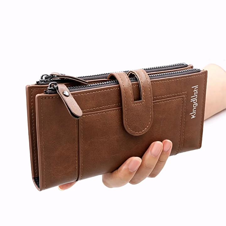 Classic Solid Color Long Clutch Wallet, Multifunctional Lightweight Coin Purse, Minimalist Retro Style Wallet