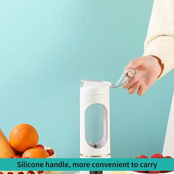 15,22 Oz oppladbar miniblender] Bærbar USB oppladbar minimikser og juicepresse - 3 moduser, digital skjerm, 6/12 blader, sikkerhetslås