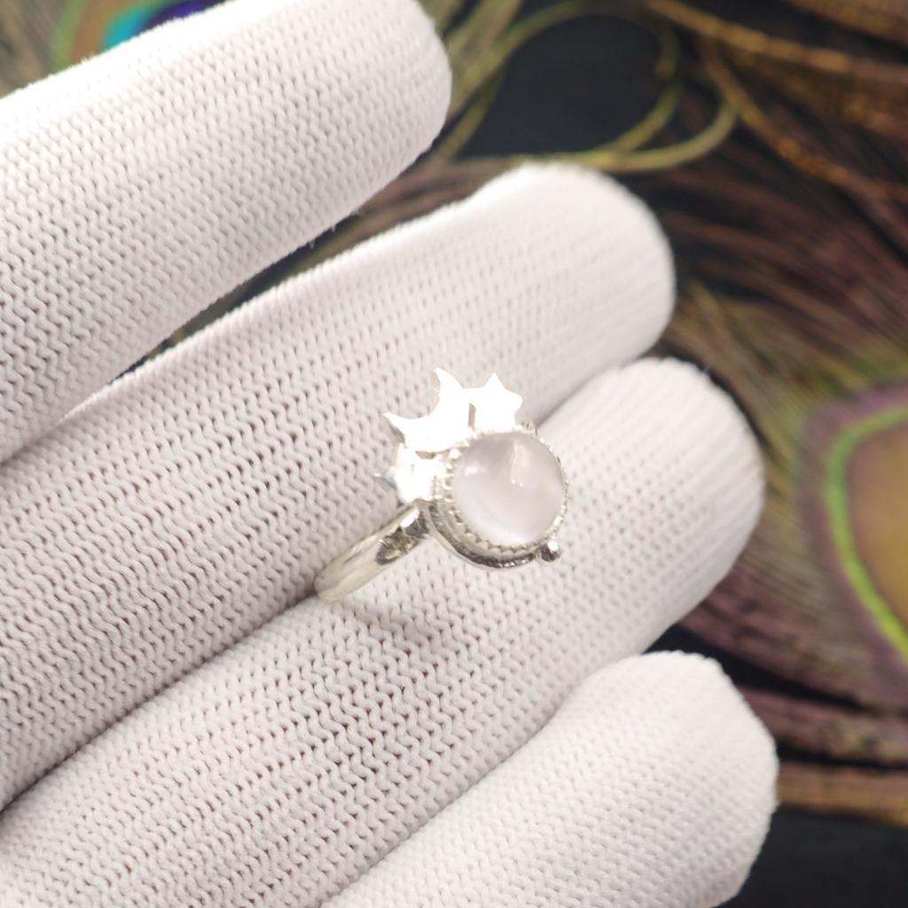 Natural Selenite Gemstone 925 Sterling Silver Jewelry Handmade Ring Gift for Her RR-67-35