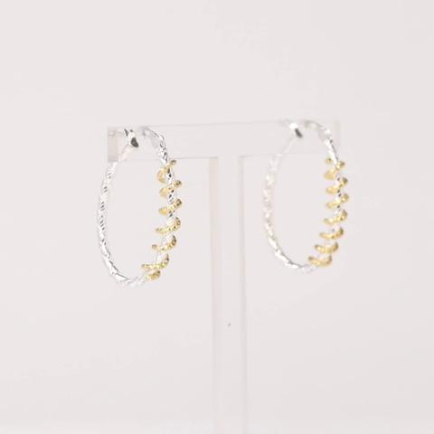 LeCalla S925 Sterlingsilber Schmuck Zweifarbig Creolen Oval Verdreht Click-Top Ohrringe für Damen Teenager