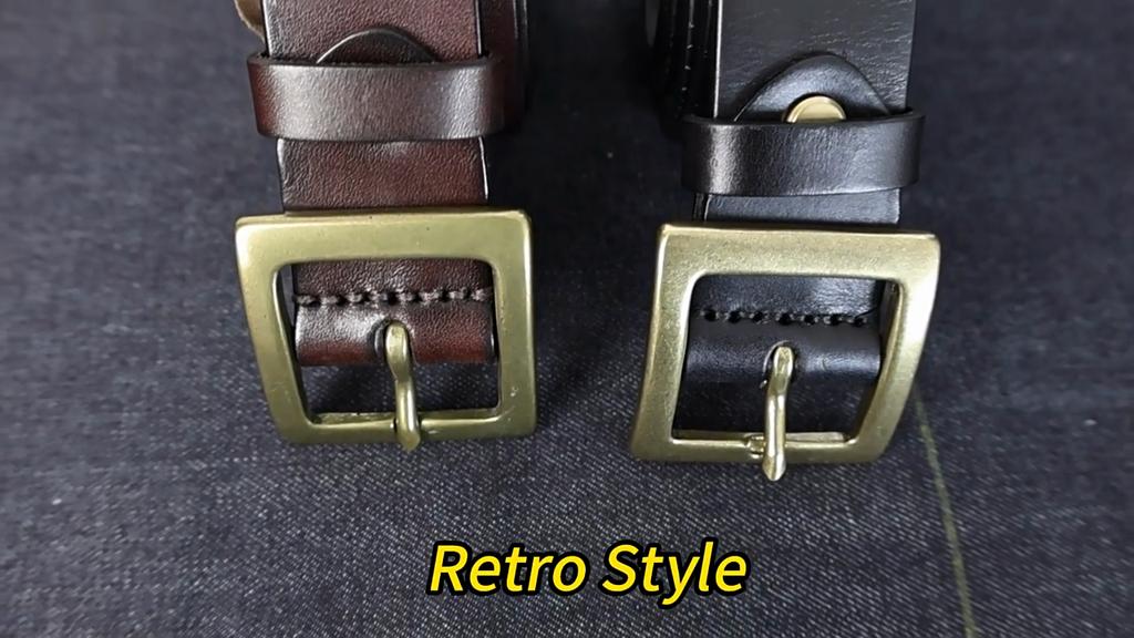 Retro Minimalistischer Glänzender Vollnarben Rindsleder Gürtel für Herren, Echtes Leder, Dornschließe, Lässig und Vielseitig Neuer Stil