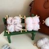Backpack Accessory Fermented Bean Curd Plush Keychain, Fluffy Doufu Bag Decorative Charm with Keyring, Handbag Purse Decoration Accessories