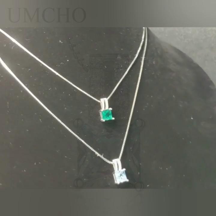 Umcho Zielona zawieszka ślubna ze szmaragdem w szlifie Princess