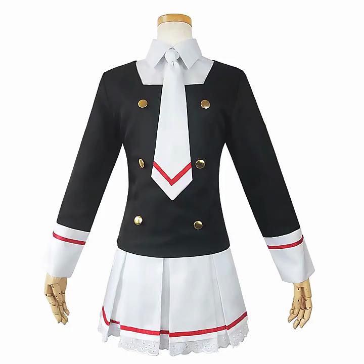 Anime Card Captors Sakura KINOMOTO Cosplay Costume Aldult Woman Cute Loli Sailor JK Uniform Top Skirts Shirt Tie