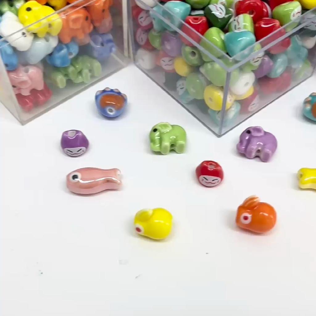 10-30Pcs Ceramic Printed Small Fish Beads For Jewelry Making DIY Charms Bracelet Necklace Crafts