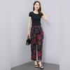 Pantalons pour femmes taille haute grande taille, pantalons amples vintage d'été, taille élastique, vêtements pour femmes d'âge moyen