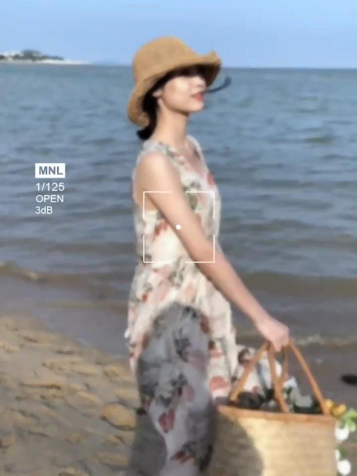 Summer Floral Print Linen Maxi Dress for Womens Sleeveless Casual